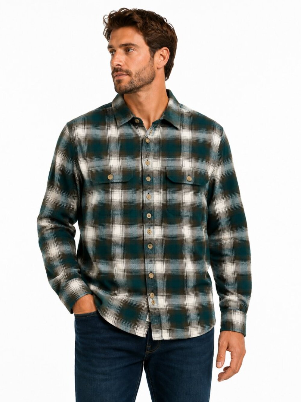Denim & Flower Men’s Green Plaid Flannel Shirt – Size XL – NWT $58